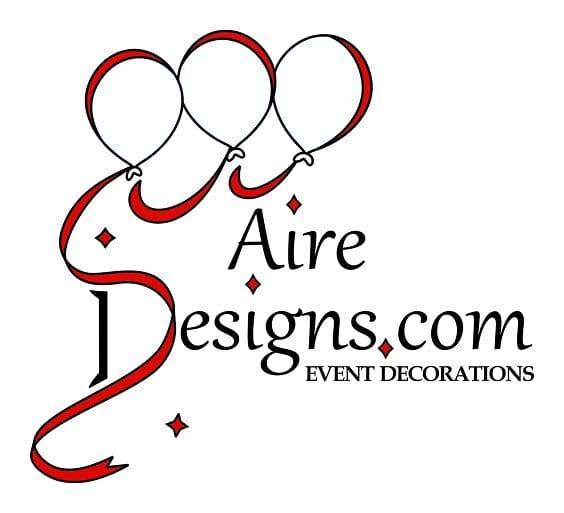 Logo with balloons and decorative text.